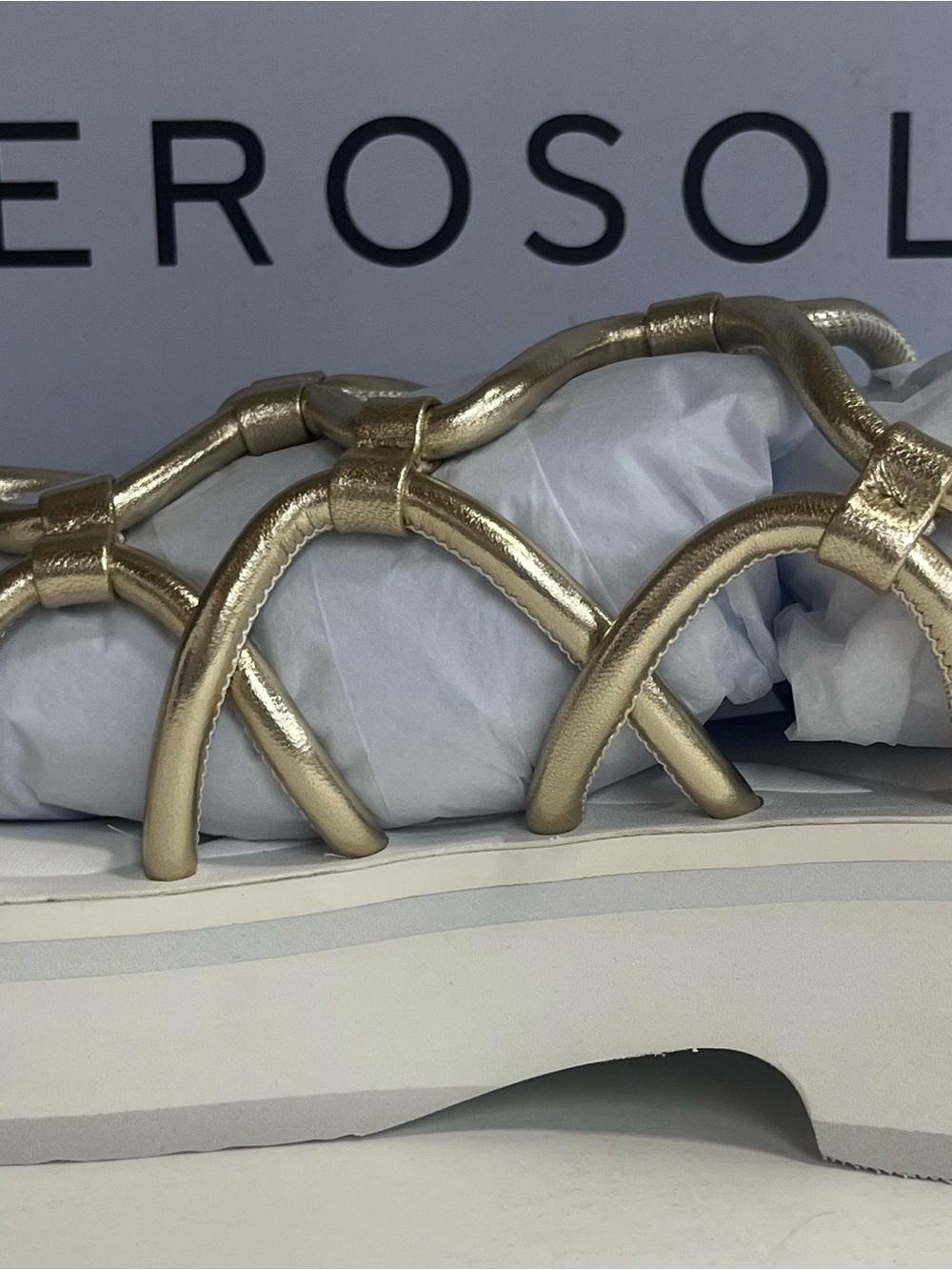AEROSOLES Gold Braided Platform Sandal - Picture 2 of 4